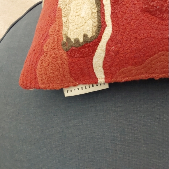 Pup pillow, needlework front, plain back, ~11.5" square. Dog-friendly home - Picture 3 of 3